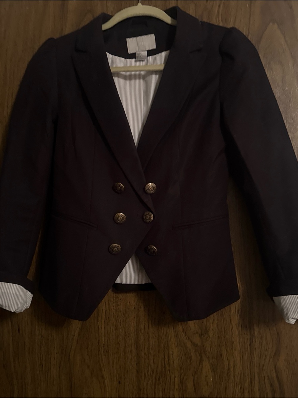 H&M Double-Breasted Tailored Blazer in Deep Navy, almost Black